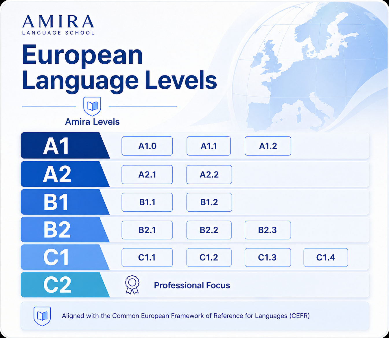 European French Language Levels A1 to C2 at Amira